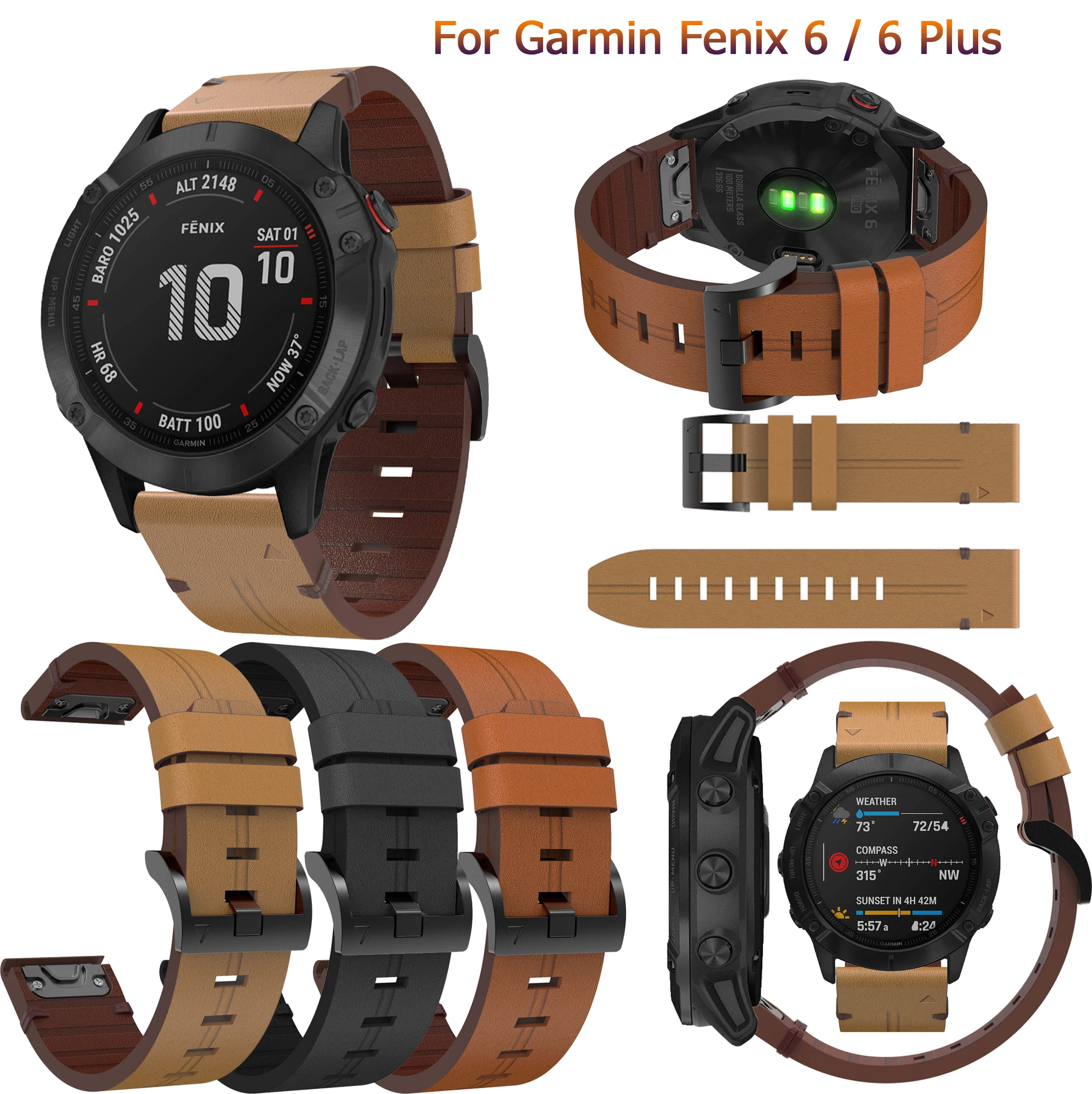 

Ремешок кожаный для Garmin Fenix 6 Pro/5/5Plus/Forerunner 935 945
