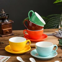 coffee cup and saucer glossy cappuccino latte porcelain drinkware coffeeware sets 220ml ceramic tableware espresso gift
