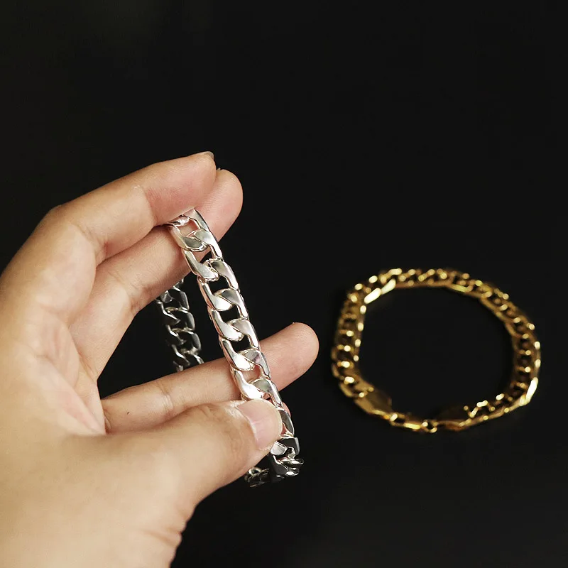 Мужской браслет с кубинскими звеньями Золотой/Серебряный цвет медный мужской s Wo