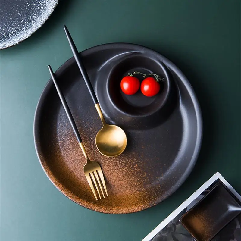 Ceramic Dumpling Dinner Plate Round Serving Dish Practical Service With Dipping Saucer | Дом и сад