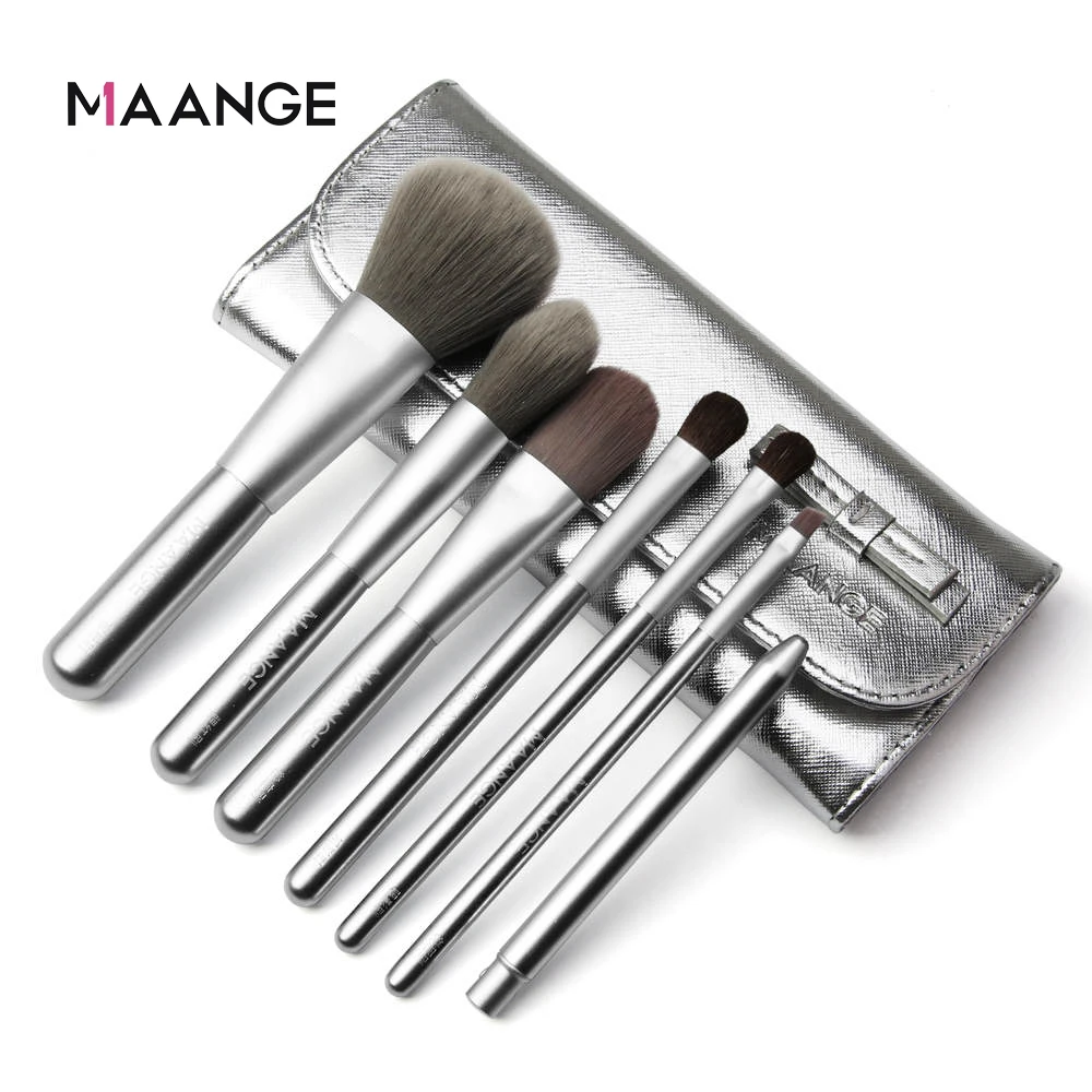 MAANGE дорожные кисти для макияжа 7 шт. набор кистей с портативной сумкой