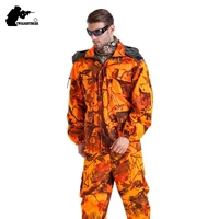 outdoor bionic camo clothing suits oversized orange waterproof hunting set birdwatching clothes ghillie suit 4xl bf121