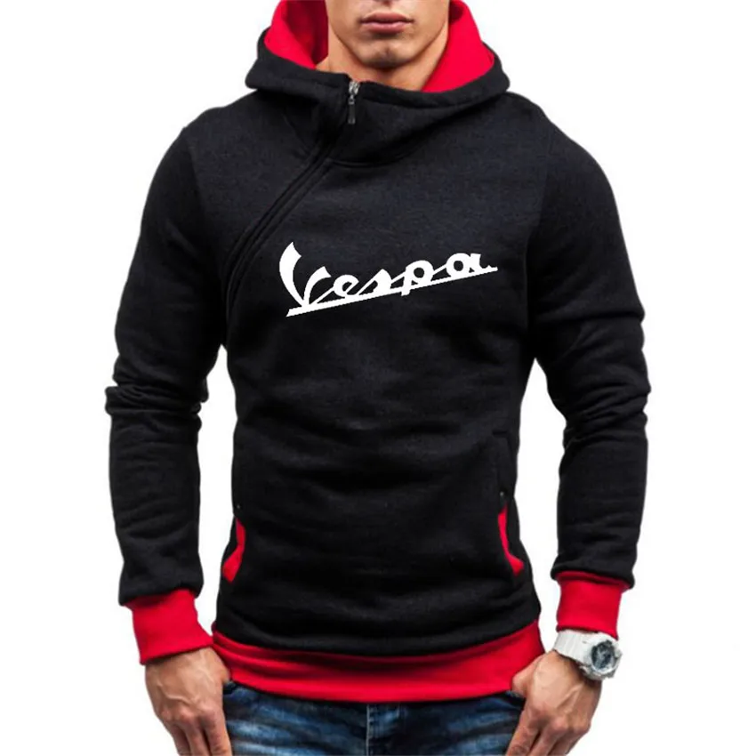 Мужская толстовка VESPA Черный Повседневный пуловер на молнии с принтом