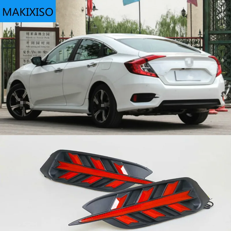 

1 пара светодиодных ДХО задний бампер задсветильник онарь Противотуманные фары стоп-сигнал s сигнальная лампа DRL отражатель для Honda Civic 2016 2017 2018