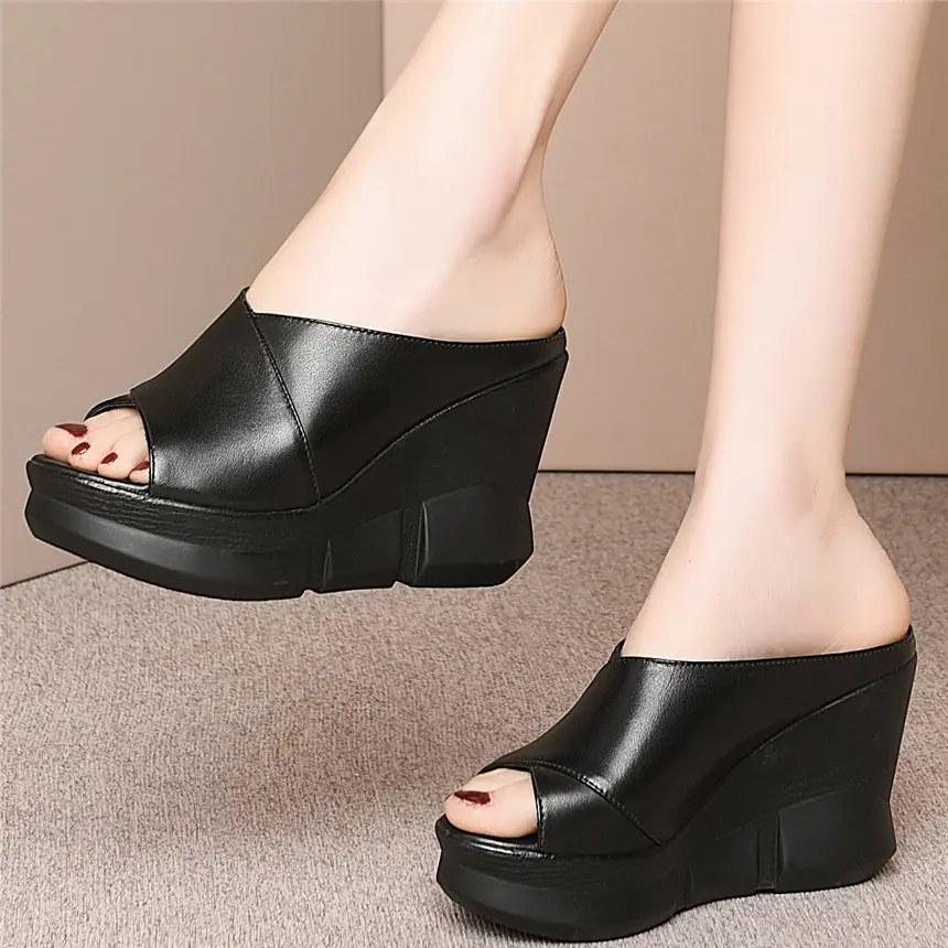 

Summer Sneakers Women Genuine Leather Wedges High Heel Gladiator Sandals Female Open Toe Party Platform Pumps Shoes Casual Shoes