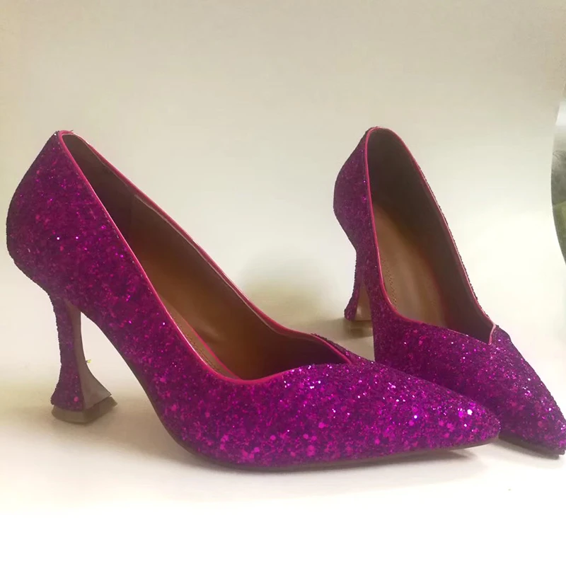 Туфли женские на высоком каблуке серебристые блестящие вечерние туфли-лодочки