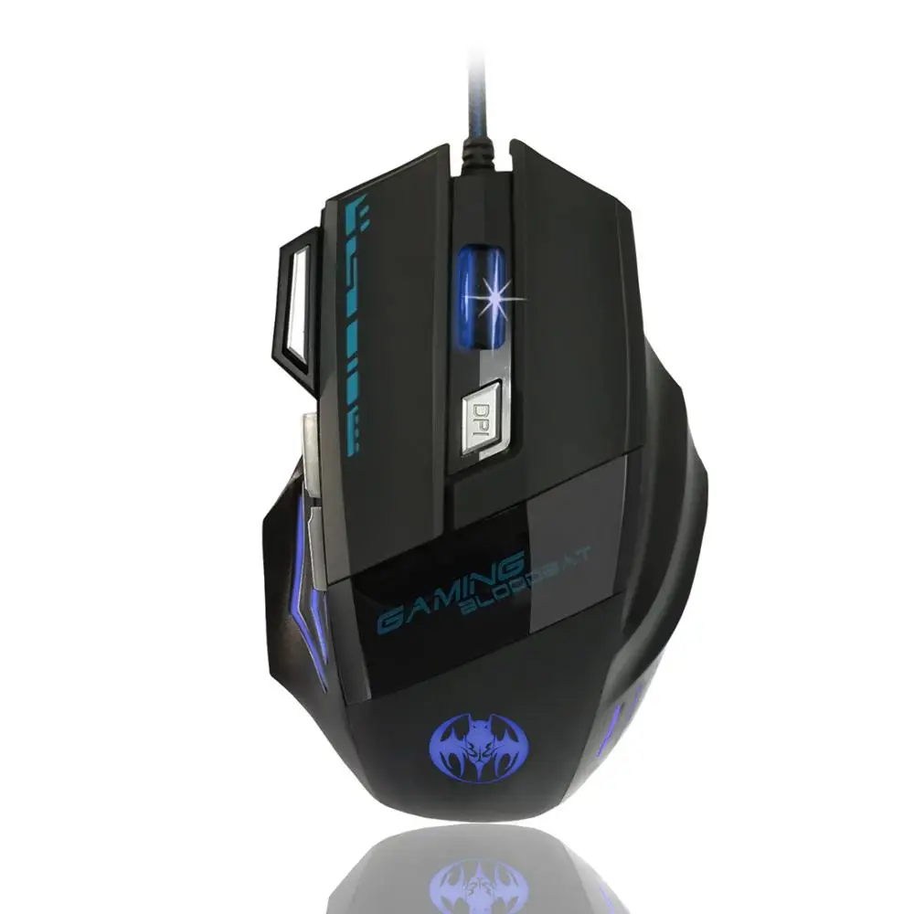 Проводная игровая мышь 7 клавиш 7 уровней 6800 dpi оптическая мышь игровая компьютерная мышь светодиодный свет большая мышь для ПК для игры в войнушки - Цвет: Черный