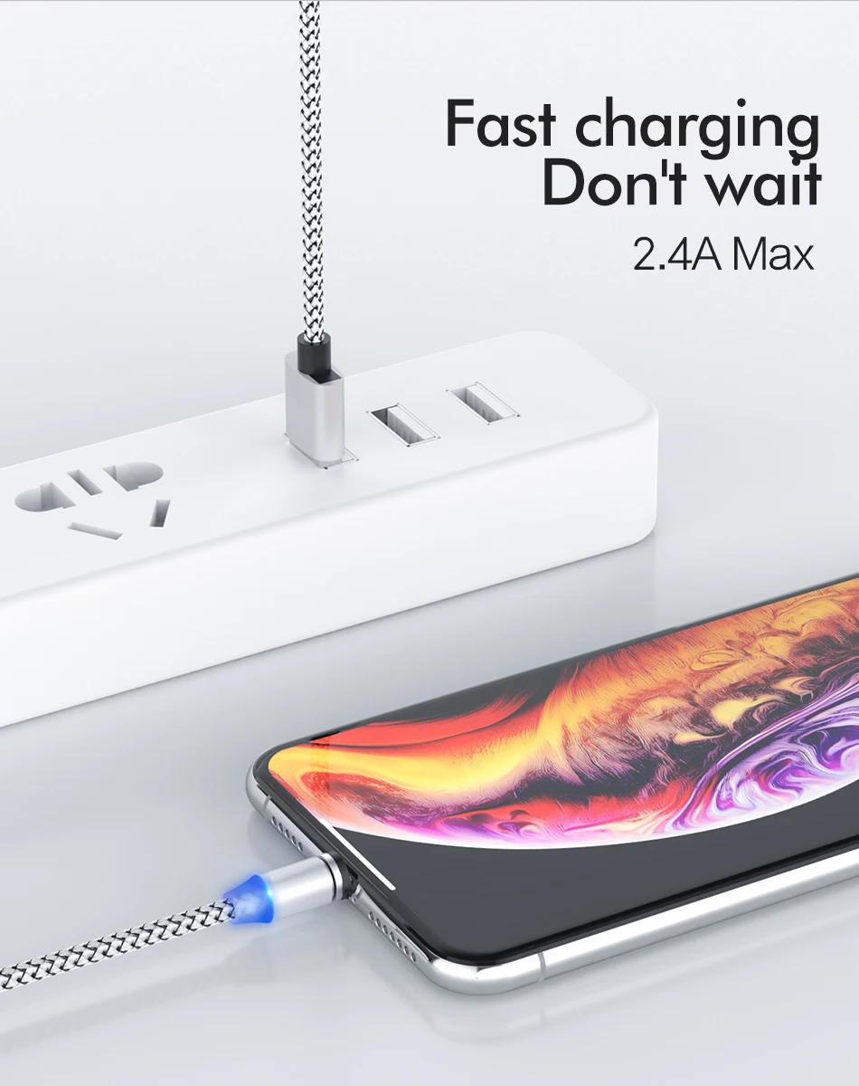 Biaze Магнитный usb кабель для зарядки usb type C для Iphone Xiaomi huawei samsung кабель для быстрой зарядки Micro USB кабель для светодиодного зарядного устройства