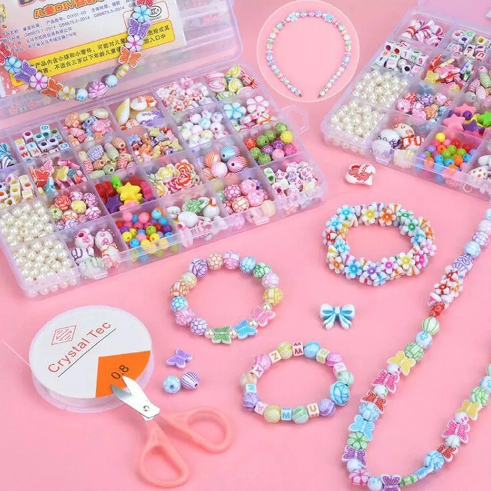 

DIY Colorful Handmade Beaded Toy Accessory Set Children Creative 24 Grid Girl Jewelry Making Toys Educational Toys Childr Gift