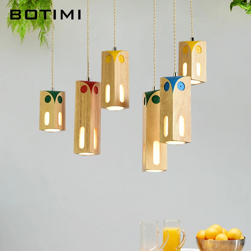 BOTIMI стиль Юго Восточной Азии деревянные светодиодные подвесные светильники для