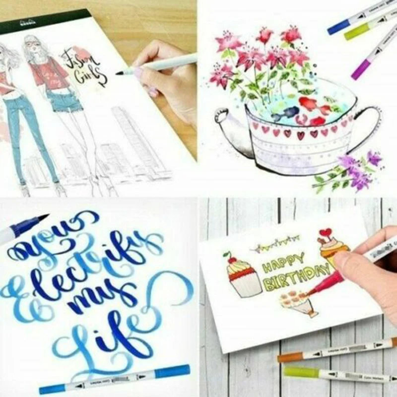 

Watercolor Brush Pens Set Dual Tips Soft Fine Art Markers Graffiti Drawing Pen MJJ88