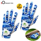 2 шт., мужские перчатки для гольфа с шариковым маркером, мягкая кожа, синяя камуфляжная, левая и правая, дышащая, дождевая ручка