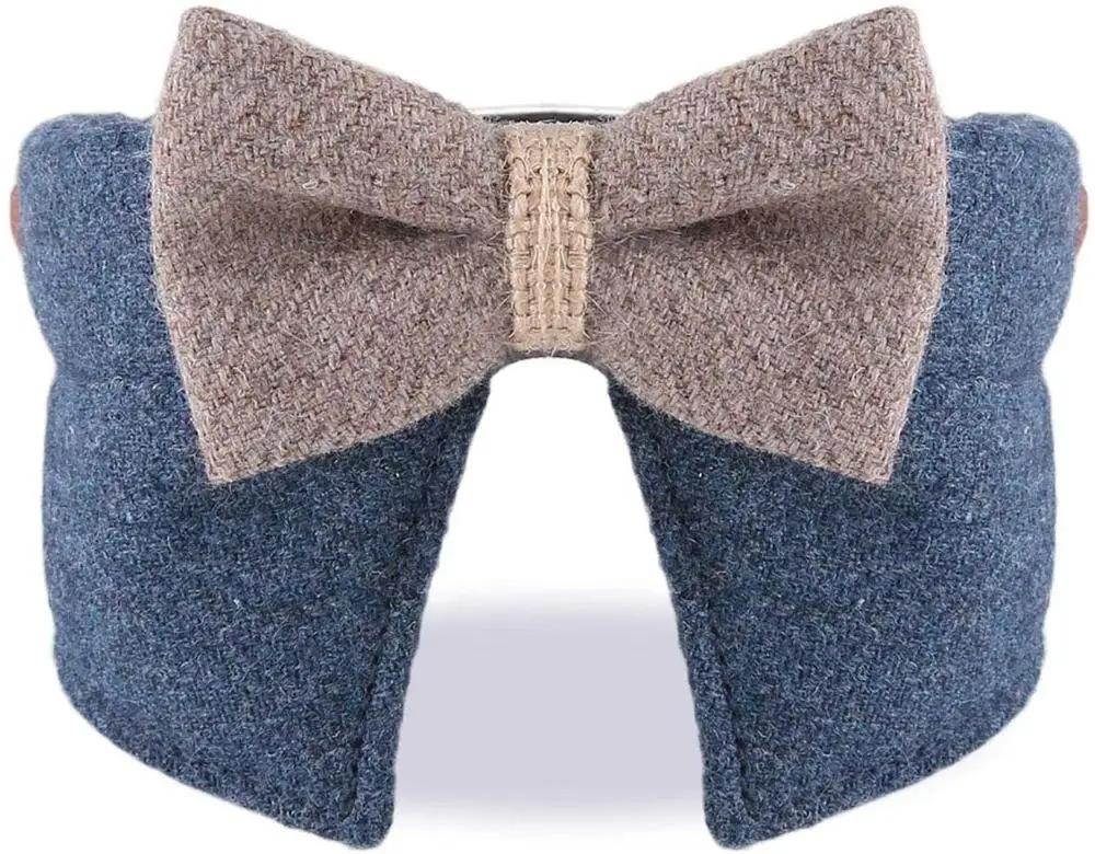 

Dog Cat Collars Leather for Small Pet,Adjustable Bow-tie and Scarf Puppy Collars with Bell,Cute Kerchief and Bow Combination Dog
