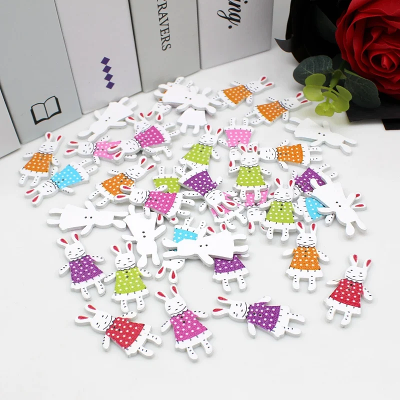 50 шт. смешанные Мультяшные пуговицы в виде кролика для скрапбукинга рукоделия