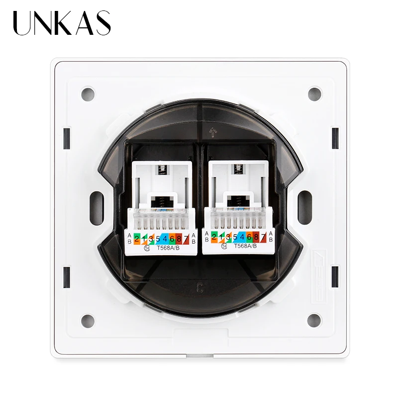 Настенная розетка UNKAS белая серая черная европейская французская 16 А ТВ RJ45