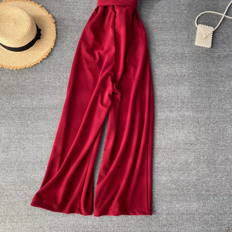 Женский офисный комбинезон однотонный Облегающий с V-образным вырезом длинный