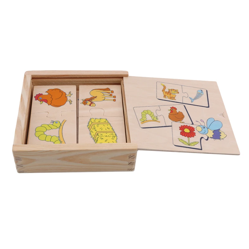 

Kids Animals Food Pairing Wooden Jigsaw Puzzles Matching Toy For Kids Learning Educational Toy