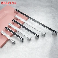 kkfing modern fashion black chrome cabinet door handles and knobs zinc alloy kitchen cupboard wardrobe drawer pulls hardware