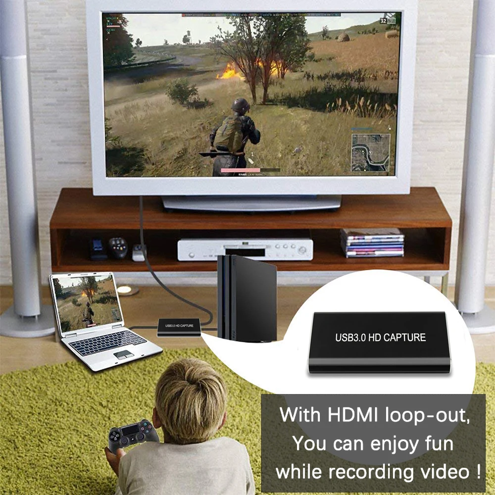 Видео Захват 1080P HD 60fps игровой адаптер для ТВ ПК PS4 Live Stream Windows HDMI совместимость с USB