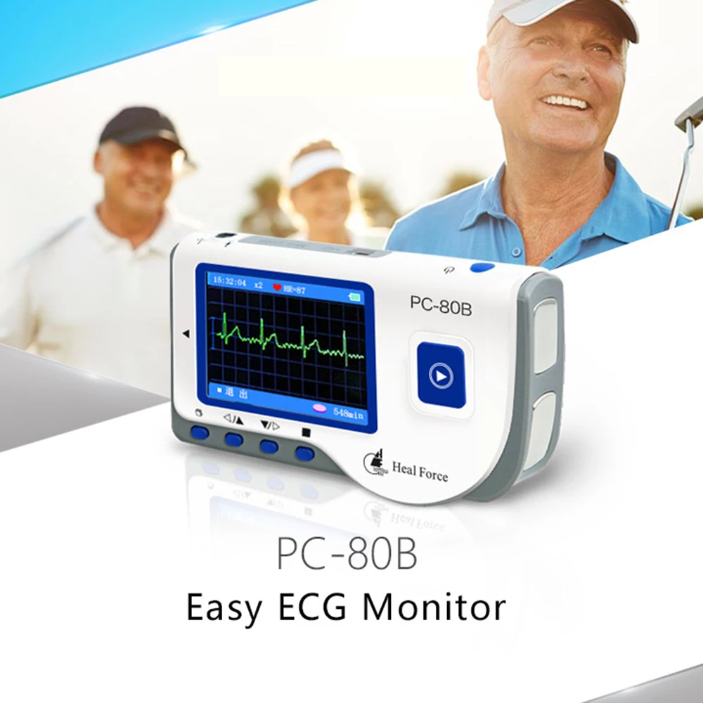 

PC-80B Easy ECG Monitor Household Heart Ecg Monitor Continuous Measuring With Cable & Pads Color Screen Electrocardiogram