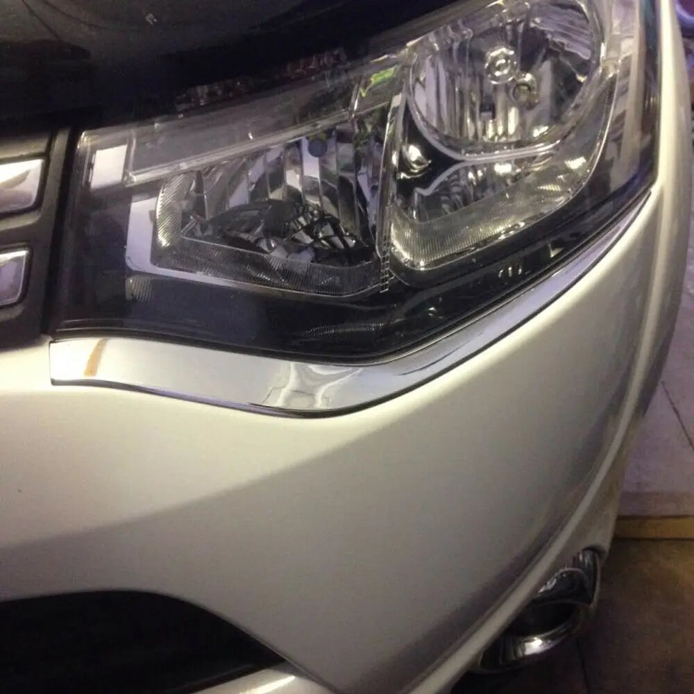 

For Mitsubishi Outlander 2013-2015 Chrome Front Headlight Lamp Eyelid Cover Trim