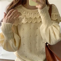 hollow out new women sweater pullover knitting overszie sweaters girls tops loose elegant knitted outerwear new