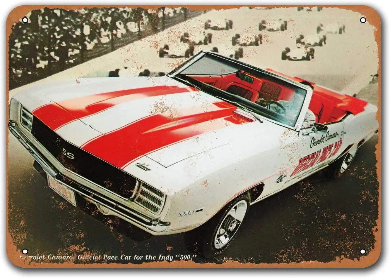 

1969 Camaro Indy Pace Car Car Metal Tin Sign, Sisoso Vintage Plaques Poster Man Cave Garage Retro Wall Decor 16x12 inch