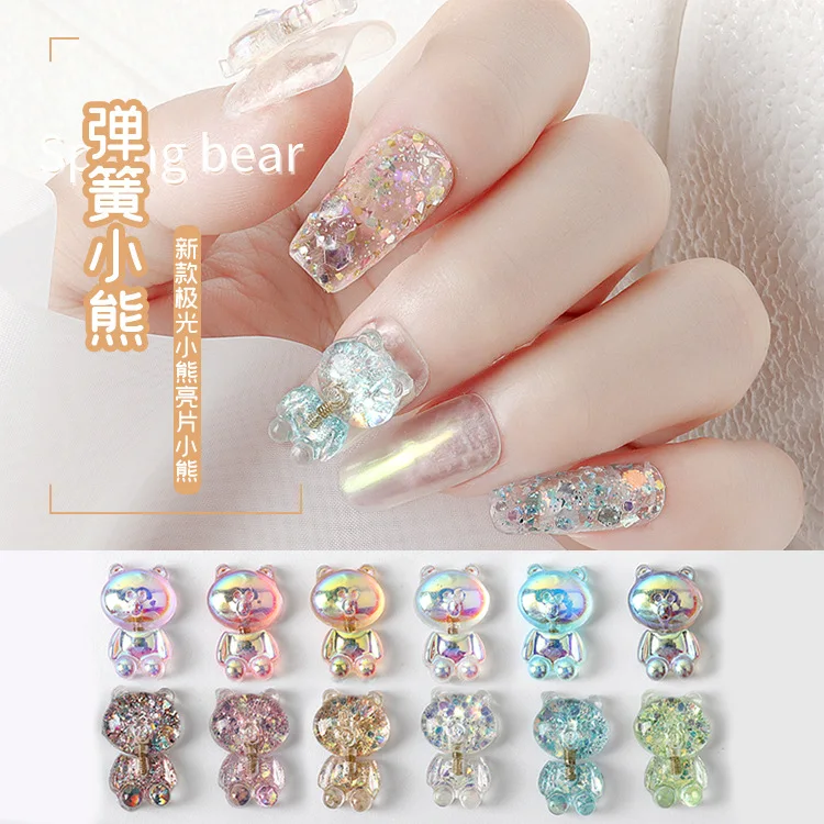 

Manicure accessories Aurora sequins Smart bear 3D cartoon animated bear size is available
