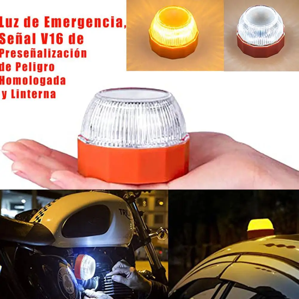 

New Car V16 LED Emergency Light Waterproof DGT Approved Flash Safety Lamp Warning White Strobe Road Accident Light For Car Truck