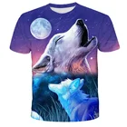 Новинка лета 2021, суперкрутая детская 3D футболка с короткими рукавами для родителей и детей, семейная повседневная спортивная футболка унисекс с изображением волка