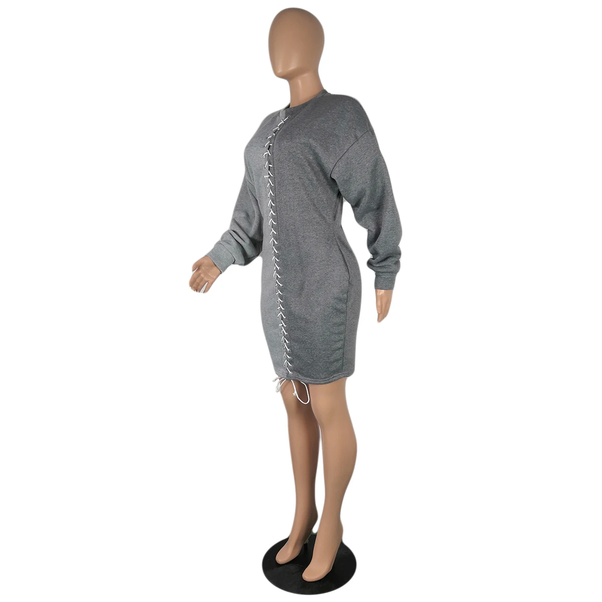 

Women Autumn Fashion Casual Patchwork Lace Up Dress Long Sleeve Color Block Dresses Stylish Female Clothes Loose Baggy Vestidos