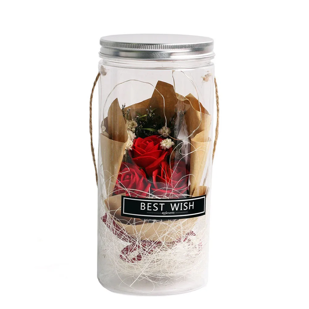 

Soap Flower Rose Box Mason Jar Lights Battery Operated Fairy Lights Valentines Day Gift Birthday Gift Hot Sales For Dropshipping