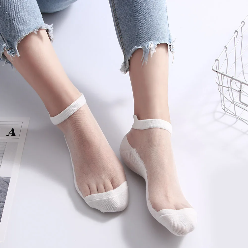 Носки Короткие Прозрачные ультратонкие Модные дышащие с милым котом кружевные