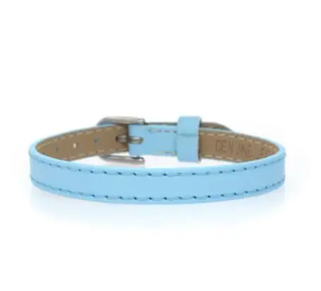 light blue 8 мм браслет из натуральной кожи браслеты 8 цветов пряжка на ремне ремешок для часов DIY ювелирные аксессуары подходят для скольжения подвески - Окраска металла: light blue