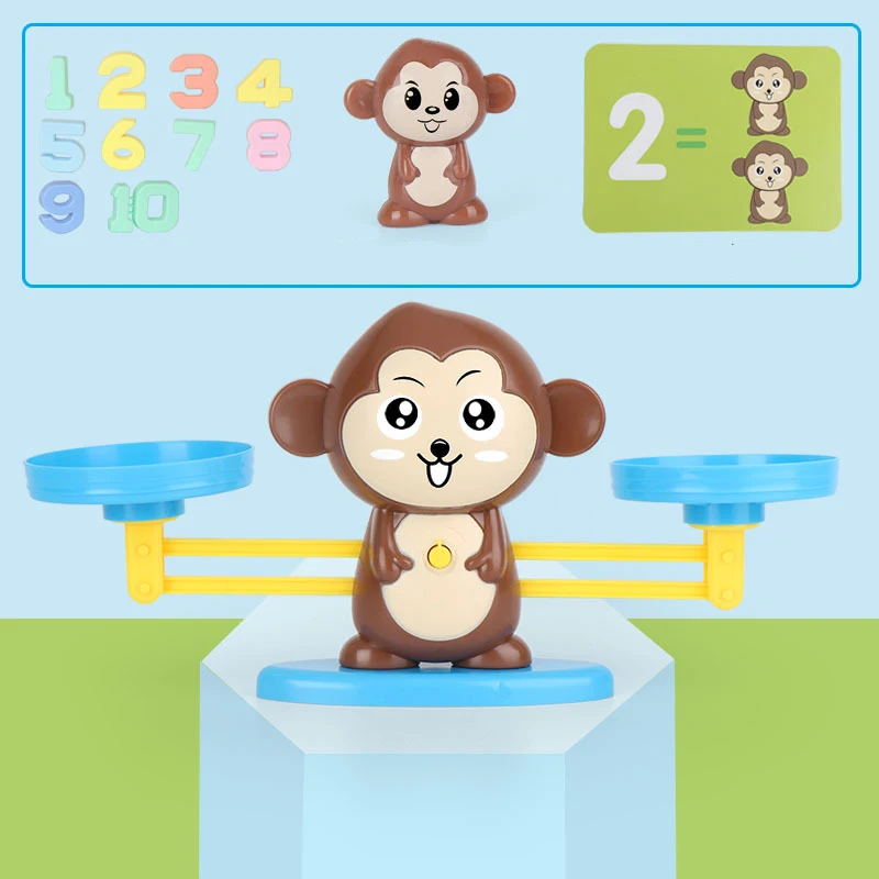 

Montessori Math Toy Digital Monkey Balance Scale Educational Math Penguin Balancing Scale Number Board Game Kids Learning Toys