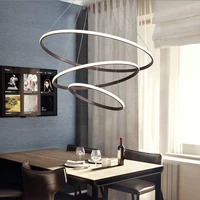 luminaire modern indoor led pendant lights circle rings lustres black coffee chandeliers home decor living room dining room lamp