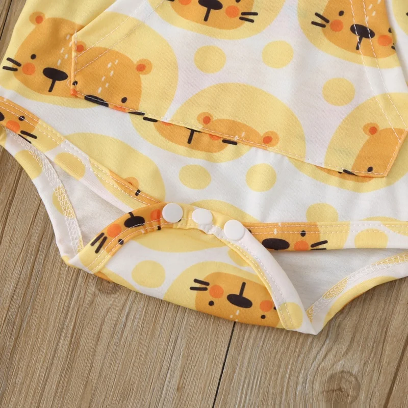 

2021 Soft Cotton Newborn Romper Baby Girl Boy Long Sleeve Hooded Rompers Jumpsuit Cute Cartoon Bear Outfit Infant Baby Clothes