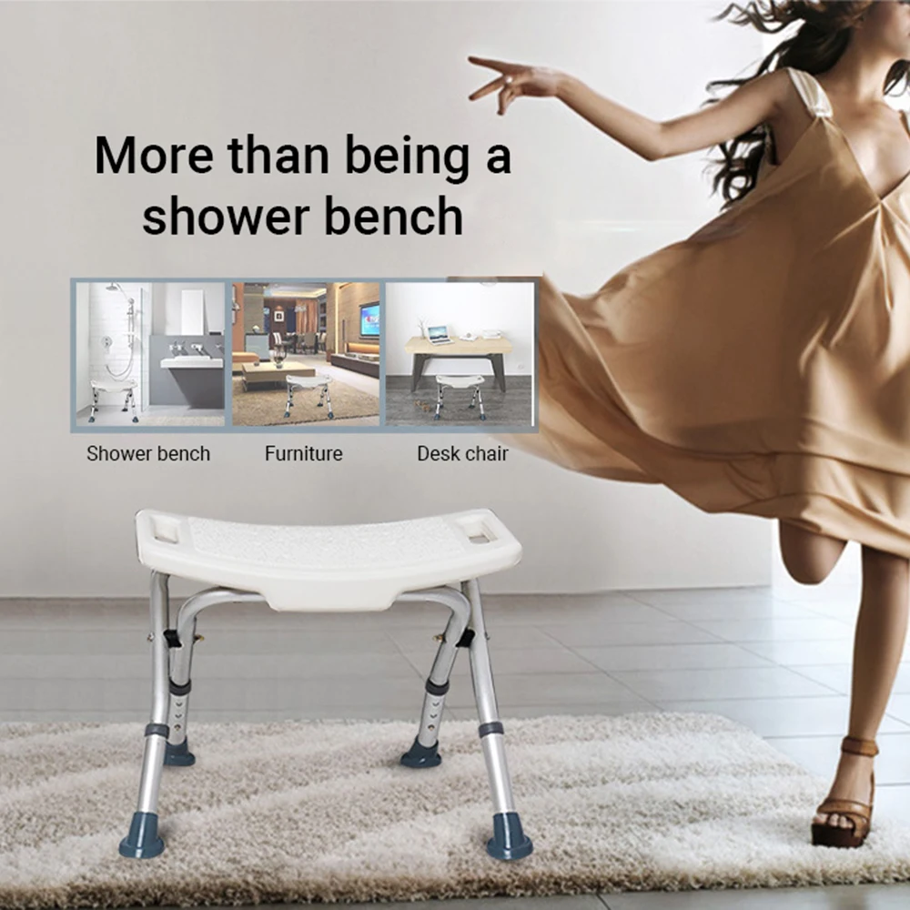 

Bathroom Chair YC5205 Foldable Shower Bench Bath Seat Stool with Non-Slip Feet Adjustable Height Drainage Holes for Elderly