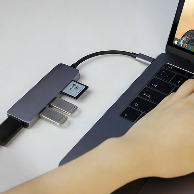 5 в 1 Тип C USB-C к HDMI USB 3 0 концентратор адаптер TF кардридер конвертер зарядное