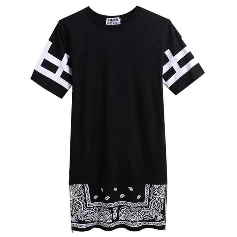 Мужская черная футболка в стиле пэчворк хип хоп одежда панк уличная мужской