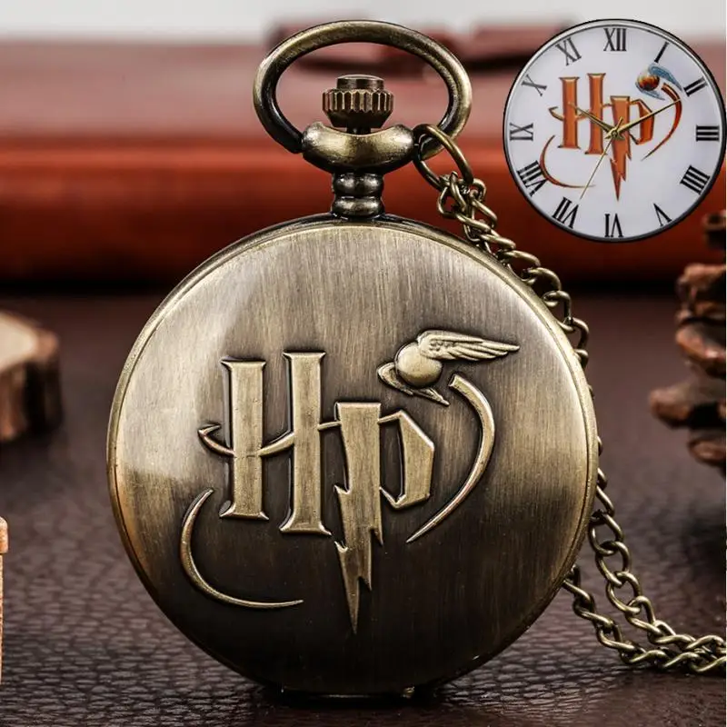 

Bronze Watch Ball Wings Design Quartz Pocket Watch Necklace FOB Chain Pendant HP Cosplay Pocket Watch Clock Gift for Men Women