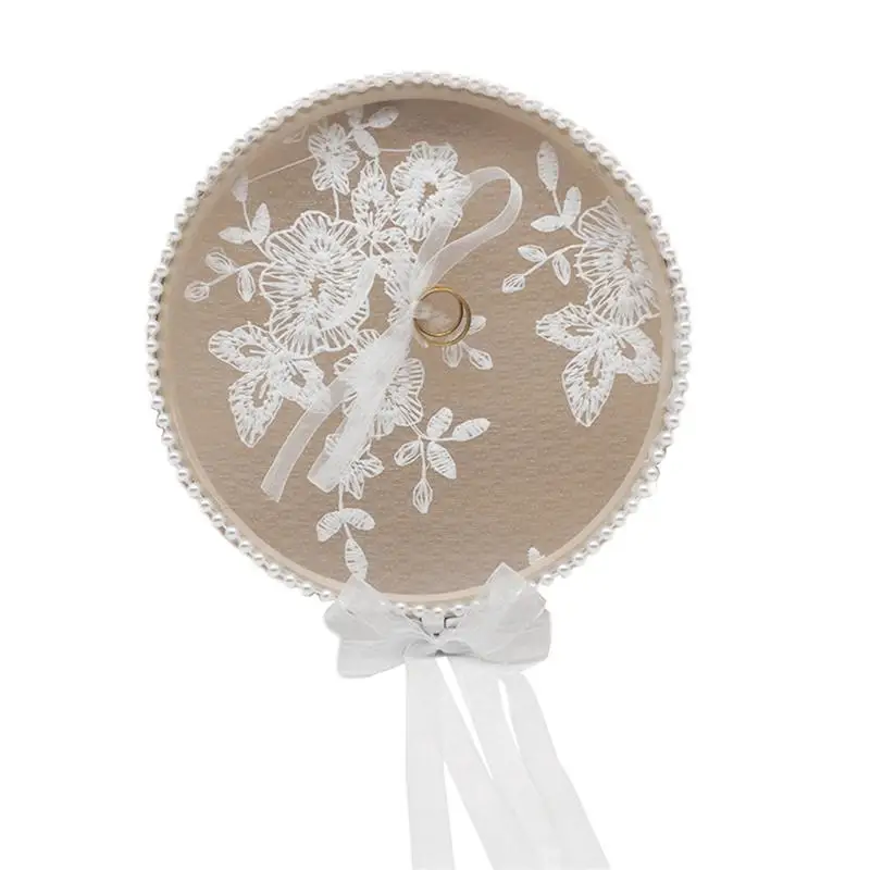 Кружевная подушка в форме кольца элегантная Изысканная с цветком для свадебной