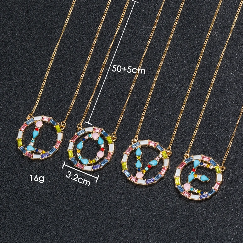 Лидер продаж ожерелье с кулоном из золотого циркония женское Радужное колье