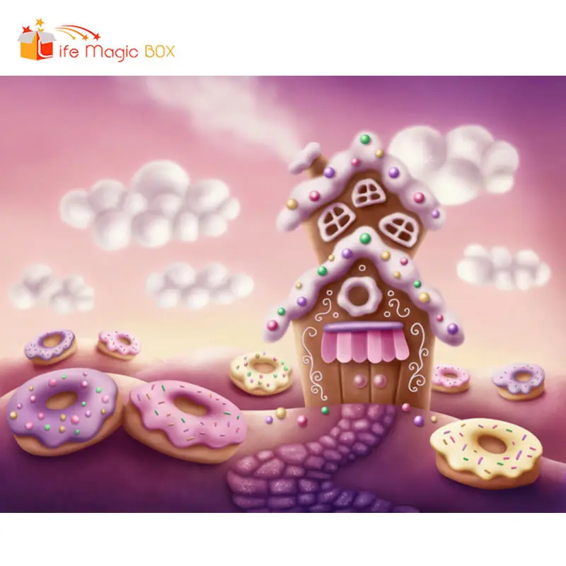 Фон для фотосъемки с изображением волшебной будки в виде домика кандиланда