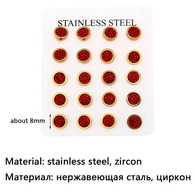 

Fashion Shiny CZ Crystal Stud Earrings for Men Women Geometry Round Stainless Steel Wedding Earring Party Punk Hip Hop Jewelry