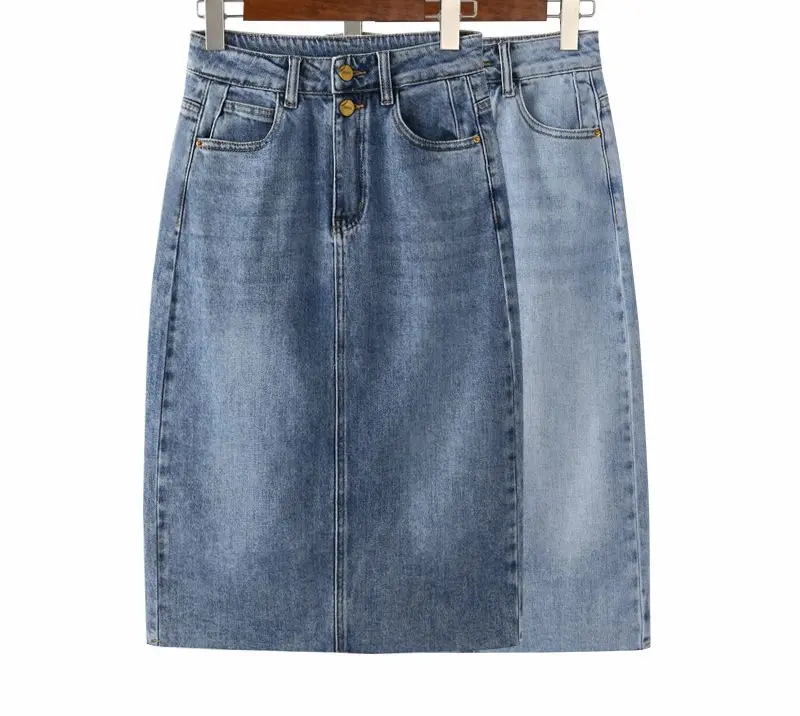 

2021 New Spring Summer Vintage Women's Denim Skirt High Wasit Jeans Skirt Straight Female A-line Pencil Back Split Skirt