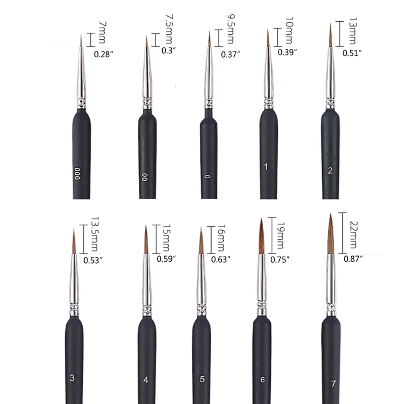 

10 Pcs Hook Line Pens Wolf Hair Brushes Set for Detail Art Liner Painting Miniatures Acrylic Watercolor Oil Gouache Draw