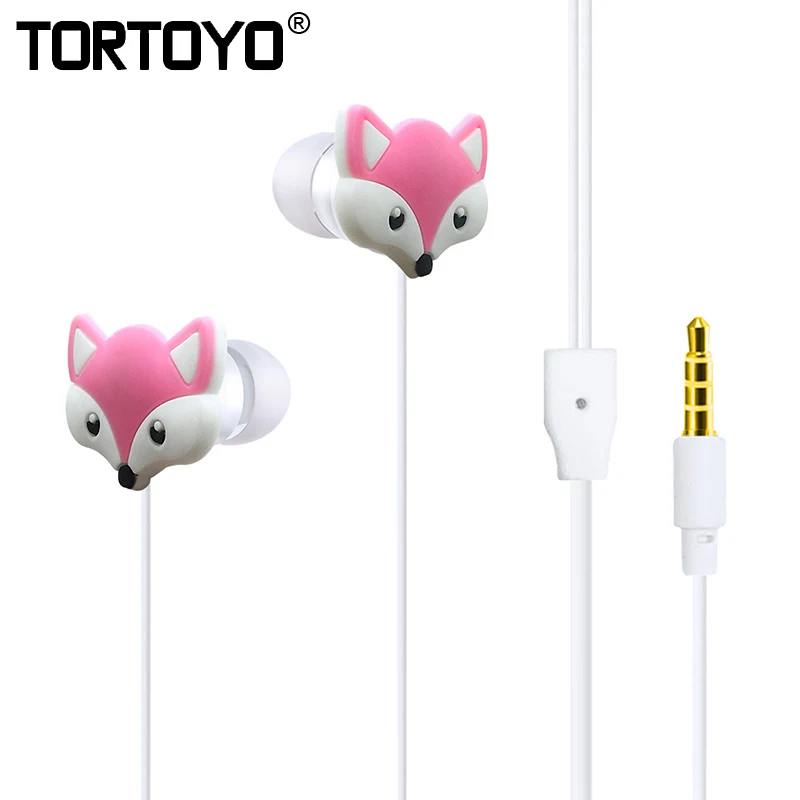 TORTOYO Новый дизайн мультфильм лиса кран лошадь Мультфильм проводной 3 5 мм в ухо