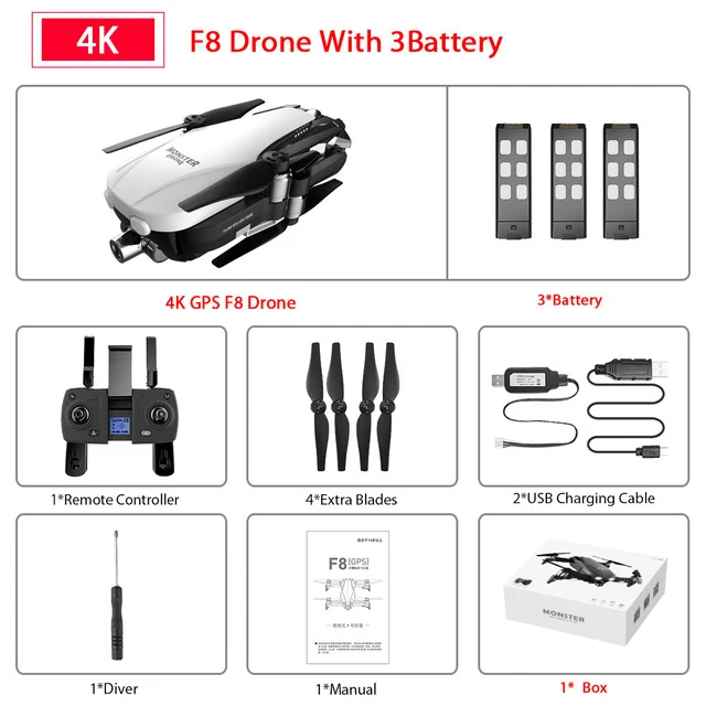 4K With Box 3B F8 gps Дрон Профессиональный 4K камера с двухосевой анти-встряхивание самостабилизирующийся Gimbal RC бесщеточный вертолет Квадрокоптер VS ZENK1 - Цвет: 4K With Box 3B