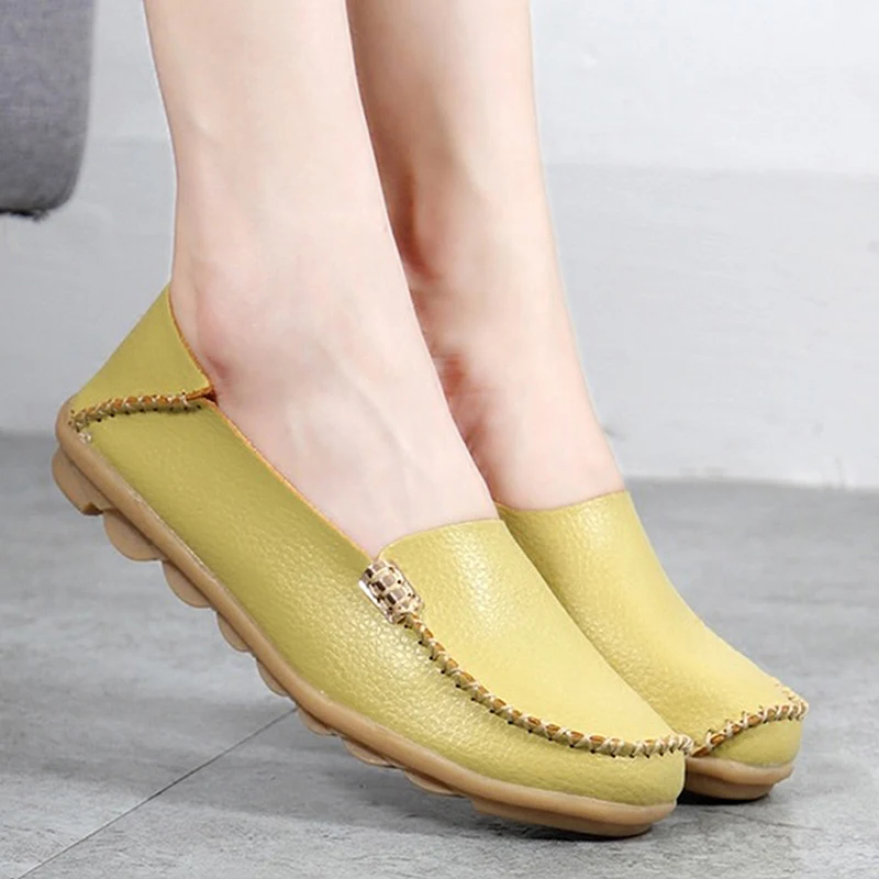 

Womens Shoes Flats High Quality Flats Women Genuine Leather Flats Shoes Handmade Comfort Loafers Leisure Women's Shoes Slipony